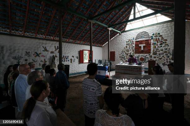 March 2020, Nicaragua, Mancarron: The family, close friends and inhabitants of Solentiname take part in the mass in honour of the poet Ernesto...