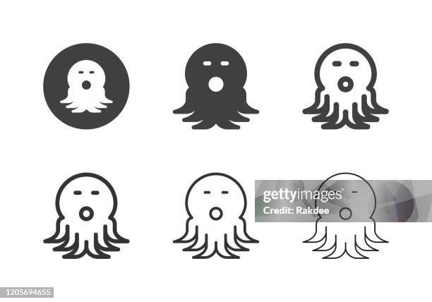 octopus icons - multi series - veined octopus stock illustrations