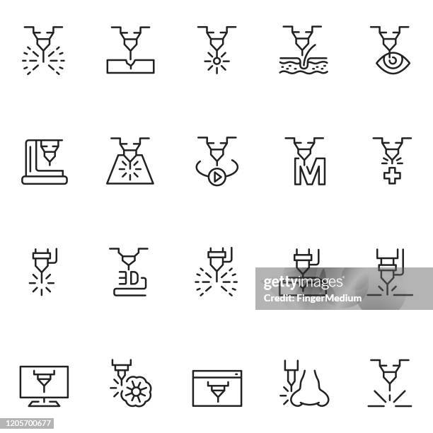 stockillustraties, clipart, cartoons en iconen met pictogram laserlijn - laser