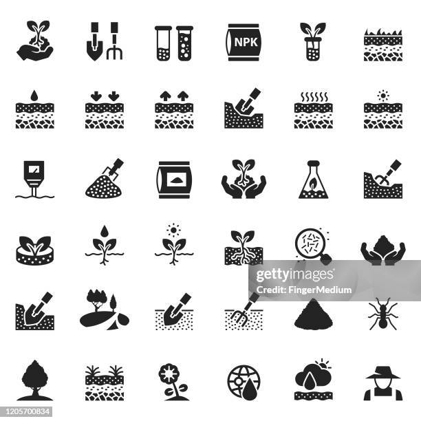 soil icon set - compost pile stock illustrations