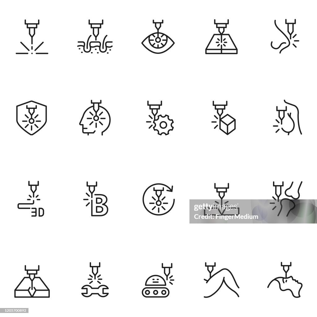 Conjunto de iconos de línea láser