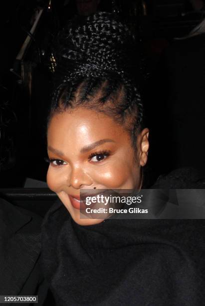 Janet Jackson poses backstage at the hit musical "Chicago" on Broadway at The Ambassador Theatre on February 11, 2020 in New York City.