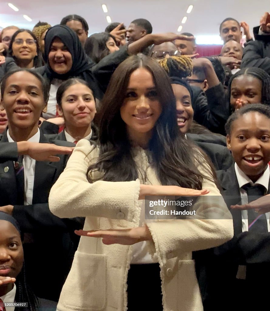 The Duchess Of Sussex Meets Students At A School In Dagenham