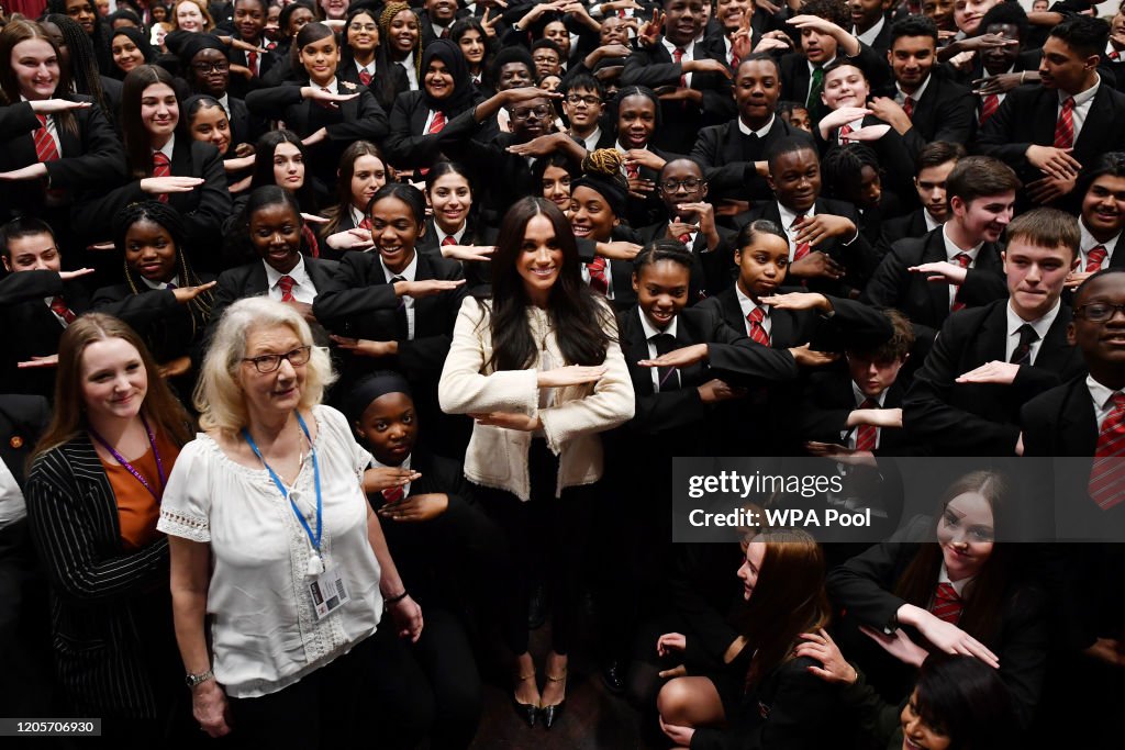 The Duchess Of Sussex Visits The Robert Clack Upper School In Dagenham