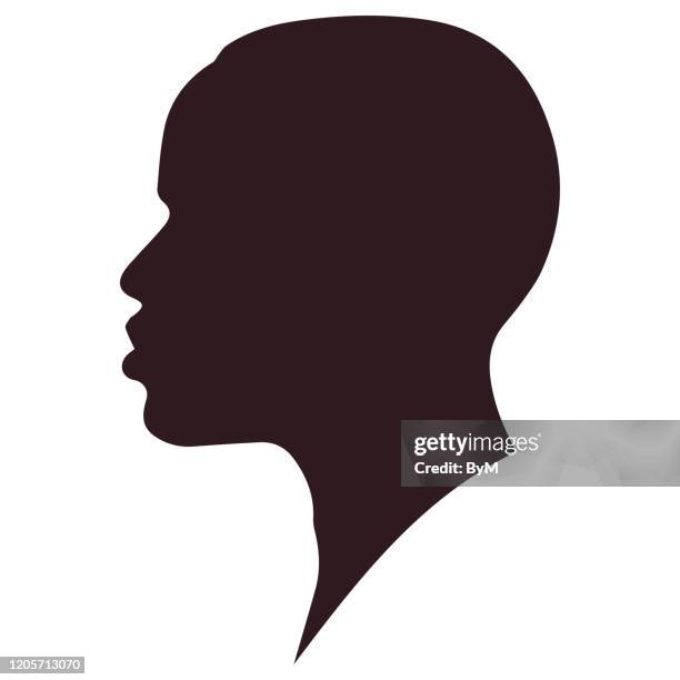 african man face silhouette. isolated on white - men model stock illustrations