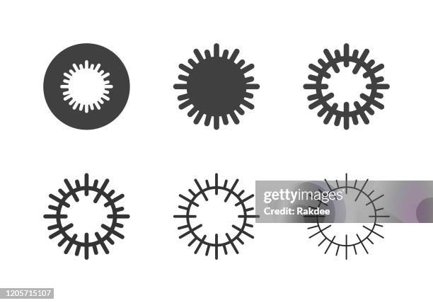 seeigel-ikonen - multi-serie - sea urchin stock-grafiken, -clipart, -cartoons und -symbole