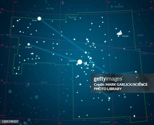 constellation taurus, illustration - constellation stock-grafiken, -clipart, -cartoons und -symbole