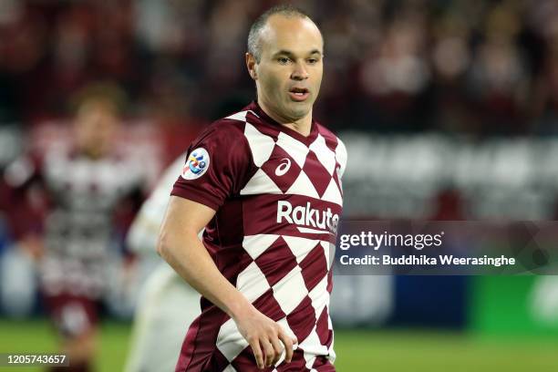 Andres Iniesta of Vissel Kobe during the AFC Champions League Group G match between Vissel Kobe and Johor Darul Ta'zim at Noevir Stadium Kobe on...