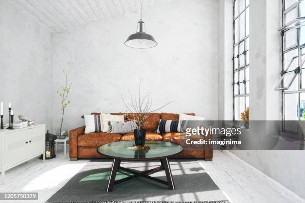 scandinavian style living room - scandinavian culture stock pictures, royalty-free photos & images