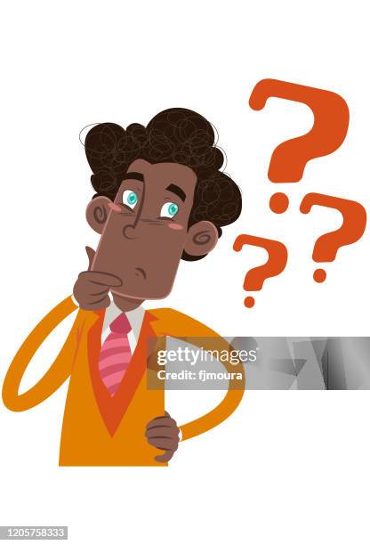 executive with many doubts to make his decisions - make decision stock illustrations