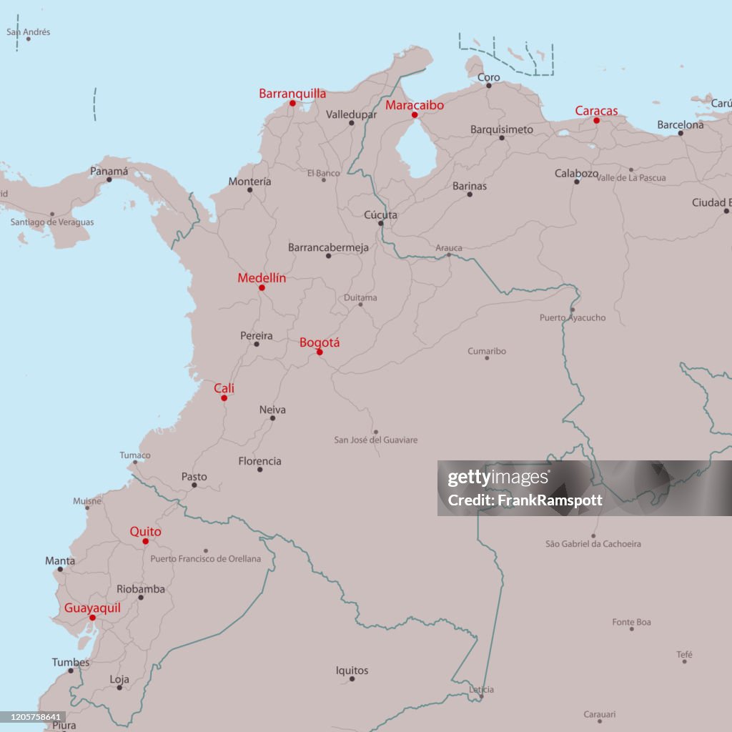 Travel Vector Map Colombia