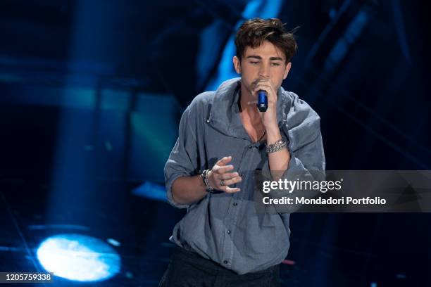 Italian singer Riki during the episode of Domenica In dedicated to 70th Sanremo Music Festival. Sanremo , February 9th, 2020