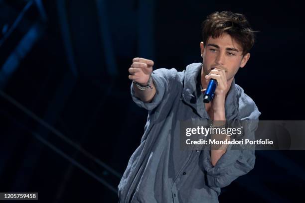 Italian singer Riki during the episode of Domenica In dedicated to 70th Sanremo Music Festival. Sanremo , February 9th, 2020