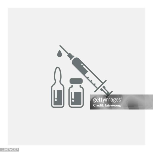 syringe injection icon - dosing stock illustrations