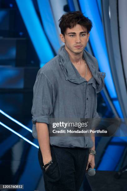 Italian singer Riki during the episode of Domenica In dedicated to 70th Sanremo Music Festival. Sanremo , February 9th, 2020