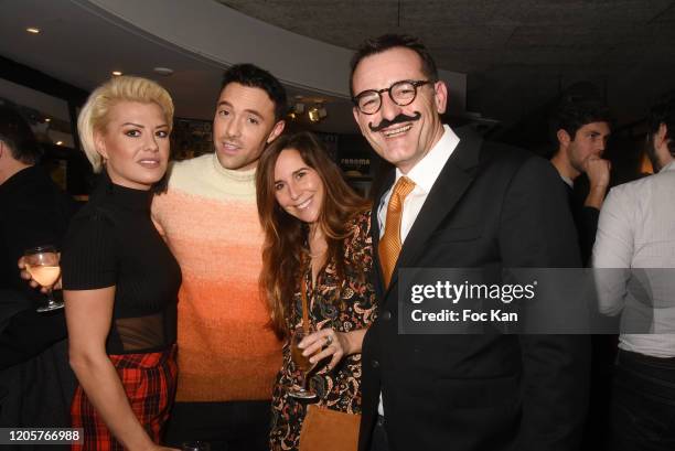Katrina Patchett, Maxime Dereymez from « Danse Avec Les Stars », his producer and Stephan Zidani attend the "Apero Catalan" Hosted by Technikart And...