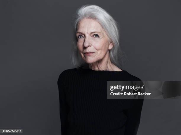 portrait of an old lady - portrait white hair studio stock pictures, royalty-free photos & images