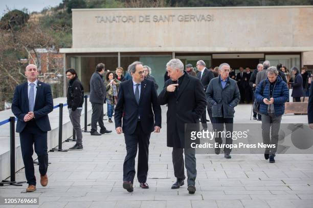 The president of Cataluña, Quim Torra , after the funeral of Diana Garrigosa, wife of the former president of Cataluña, Pasqual Maragall, at the Sant...