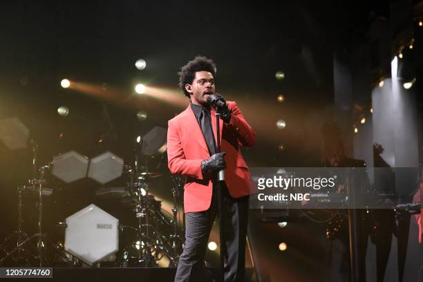 Daniel Craig" Episode 1782 -- Pictured: Musical guest The Weeknd performs on Saturday, March 7, 2020 --