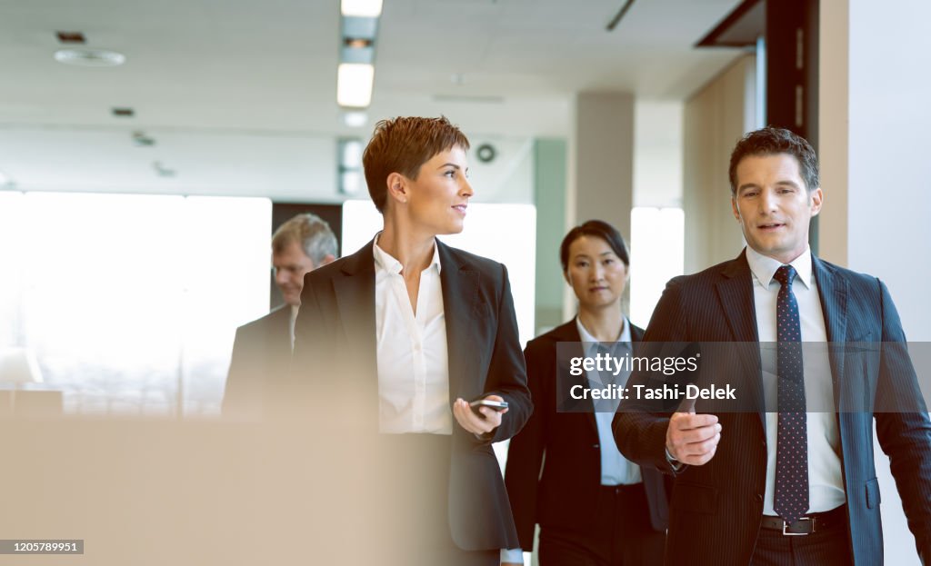 Collègues Consulting In A Looby