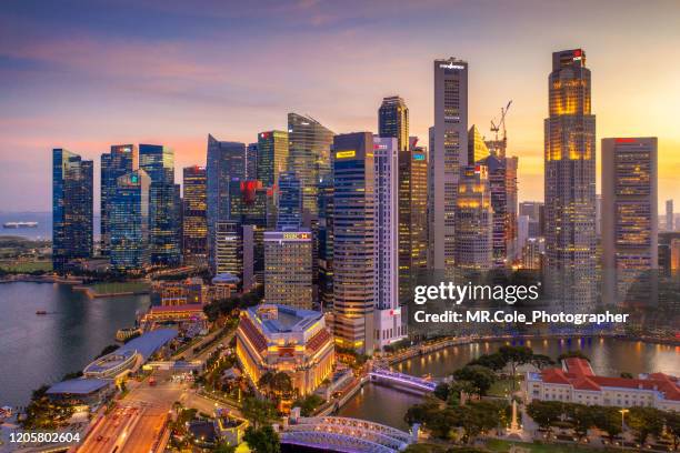 aerial view of singapore skyscraper business district and modern building exterior,drone point of view,directly above background,asian famous place,tourist attraction landmark, asian city lifestyle - singapore city aerial stock pictures, royalty-free photos & images