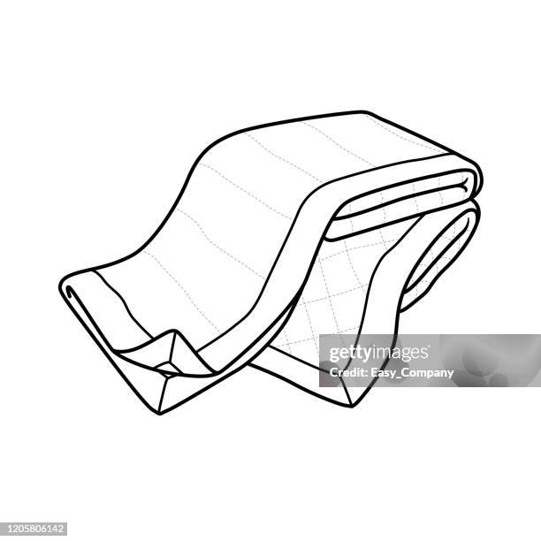 vektor-illustration von schwarz und weiß decke für kinder färbung isoliert auf weißem hintergrund. - blanket stock-grafiken, -clipart, -cartoons und -symbole