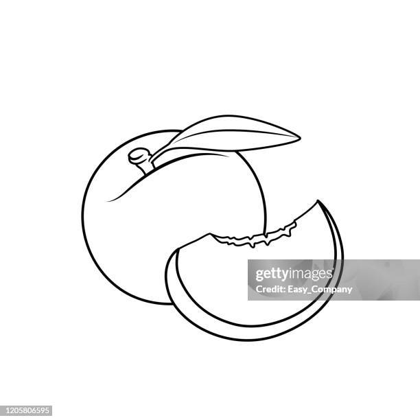 vector illustration of peach vector isolated on white background for children coloring book. - peach emoji stock illustrations