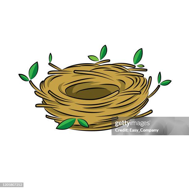 stockillustraties, clipart, cartoons en iconen met de illustratie van de vector van vogelnest dat op witte achtergrond wordt geïsoleerd. - kleine boom
