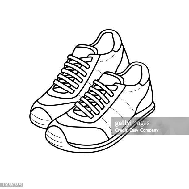 ilustraciones, imágenes clip art, dibujos animados e iconos de stock de ilustración vectorial de zapatos aislados sobre fondo blanco para niños libro para colorear. - zapato de tela