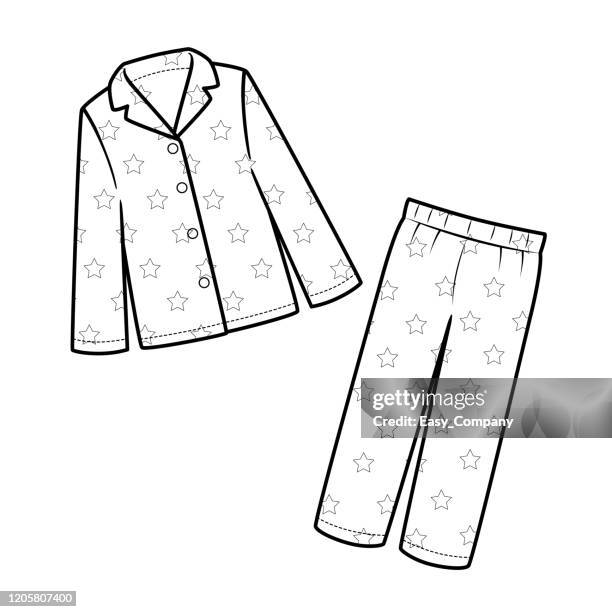 vector illustration of pyjamas isolated on white background for kids coloring book. - pajamas stock illustrations