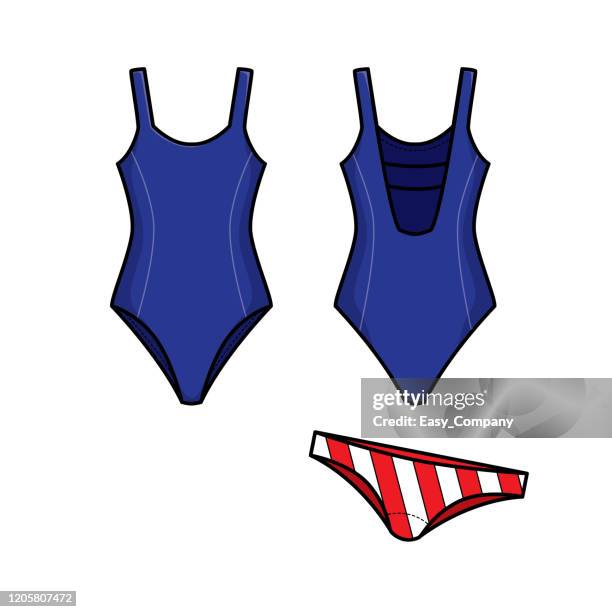vector illustration of swimsuit isolated on white background. - panties cartoon stock illustrations
