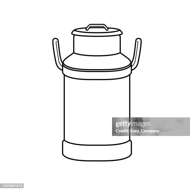 vector illustration of milk barrel isolated on white background for kids coloring book. - holding can stock illustrations