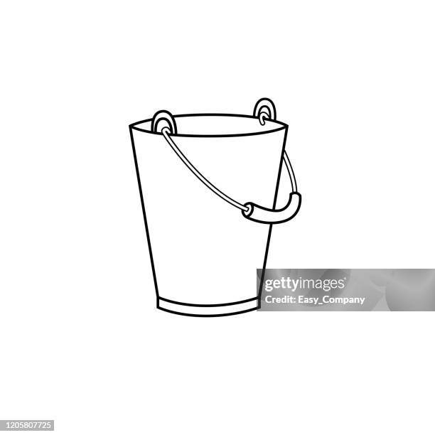 vector illustration of pail isolated on white background for kids coloring book. - cleaning garden tools stock illustrations