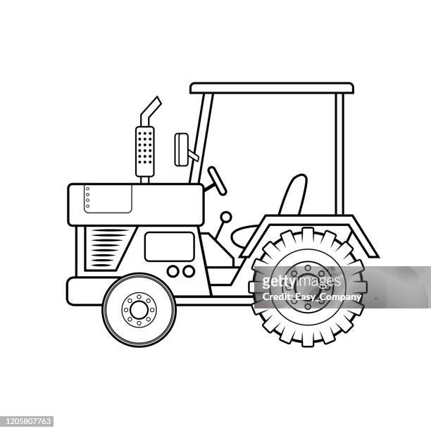 Vector Illustration Of Tractor Isolated On White Background For Kids  Coloring Book High-Res Vector Graphic - Getty Images