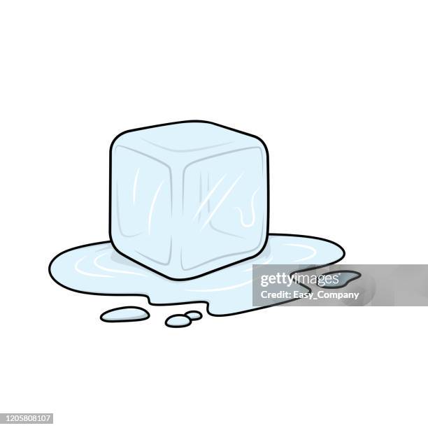 vector illustration of ice cube isolated on white background for kids coloring activity worksheet/workbook. - melting cartoon stock illustrations