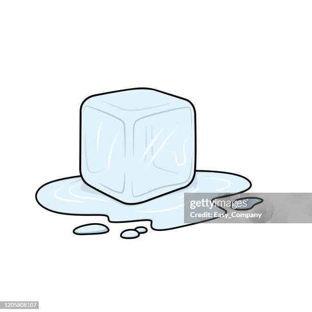 vector illustration of ice cube isolated on white background for kids coloring activity worksheet/workbook. - melting stock illustrations