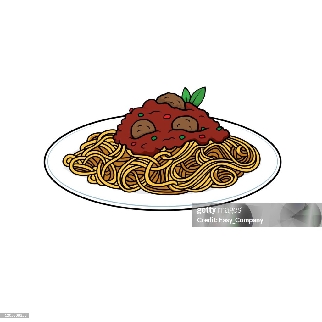 Vektor-Illustration von Spaghetti isoliert auf weißem Hintergrund für Kinder Färbung Aktivität Arbeitsblatt / Arbeitsmappe.