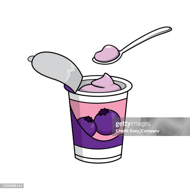 vektor-illustration von joghurt isoliert auf weißem hintergrund für kinder färbung aktivität arbeitsblatt / arbeitsmappe. - joghurtbecher stock-grafiken, -clipart, -cartoons und -symbole