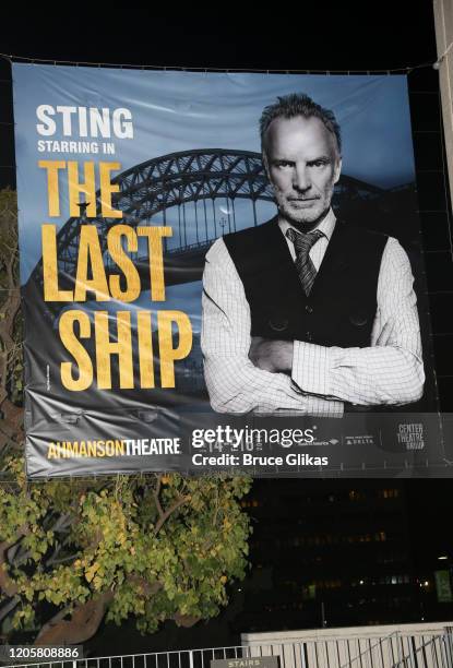 Signage at the musical "The Last Ship" at The Ahmanson Theatre on February 11, 2020 in Los Angeles, California.