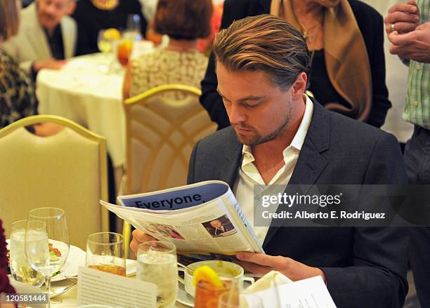 Actor Leonardo DiCaprio attends The Hollywood Foreign Press Association Annual Luncheon at Beverly Hills Hotel on August 4, 2011 in Beverly Hills,...