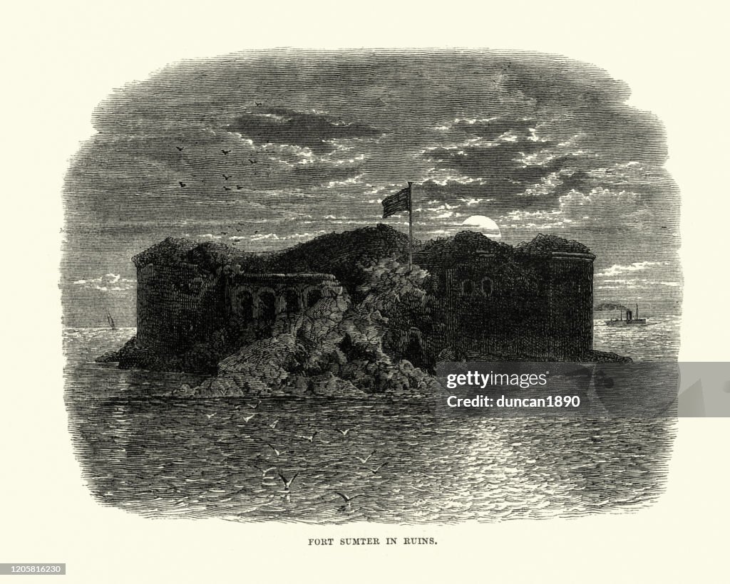 Fort Sumter in ruins, 19th Century