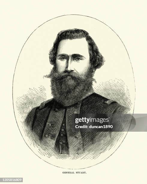 general j. e. b. stuart, confederate states army general - james ewell brown stuart stock illustrations