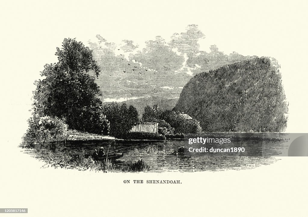 View on the Shenandoah river, Virginia, United States, 19th Century