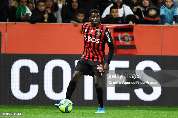 Moussa WAGUE of Nice during the Ligue 1 match between Nice and Monaco at Allianz Riviera on March 7, 2020 in Nice, France.