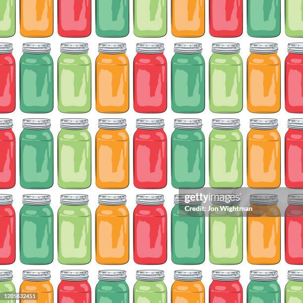 mason jar seamless pattern - mason jar stock illustrations