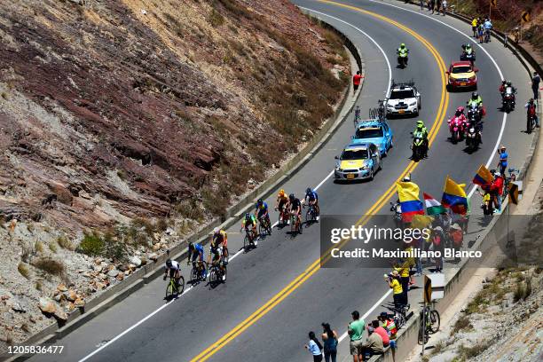 Aldemar Reyes Ortega of Colombia and Team EPM - Scott / Byron Guama of Ecuador and Team Ecuador / Jorge Luis Montenegro Revelo of Ecuador and Team...