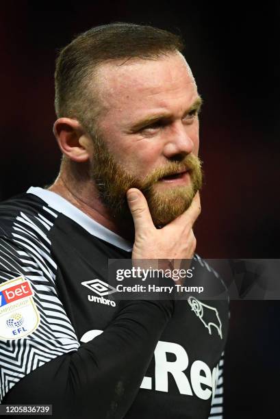 Wayne Rooney of Derby County reacts at the final whistle during the Sky Bet Championship match between Bristol City and Derby County at Ashton Gate...