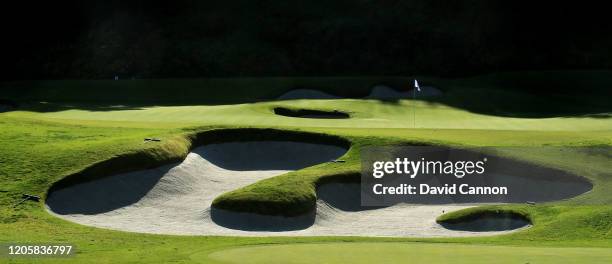 General view of the par 3, sixth hole during the pro-am for the Genesis Invitational at the Riviera Country Club on February 12, 2020 in Pacific...