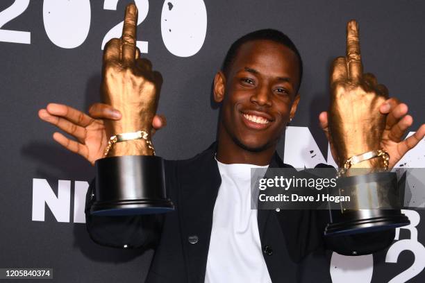 Micheal Ward poses in the winners room at the NME Awards 2020 at O2 Academy Brixton on February 12, 2020 in London, England.