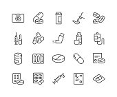 Line Medical Drugs Icons